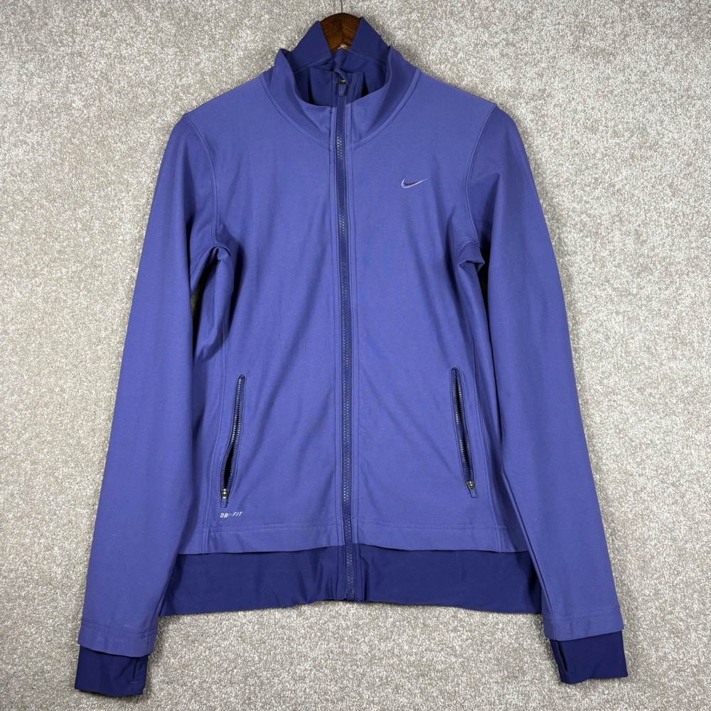Nike Dri-FIT Full Zip Track Jacket Purple Mock Neck Women Medium